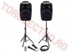 Kit Sonorizare PKG15ASET/EP  cu Microfon, LED Dinamic, Slot USB/SD, Bluetooth, Radio, Telecomanda si Karaoke