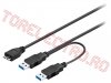 USB, Mini-USB, Mini DV, FireWire > Cablu USB 3.0 in Y 2xA Tata - Micro B Tata 0.6m pentru HDD SSD Portabil USB95747