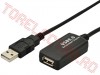 USB, Mini-USB, Mini DV, FireWire > Cablu USB 2.0 A Tata - A Mama  5m Prelungitor Extender Activ USBE7013