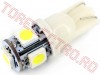 Bec Auto 12V cu LED SMDx5 Alb T10 CLD006/GB