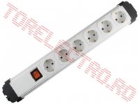 Prelungitor 6 Prize cablu  0.9 metri 3x1.0 mmp Alb cu Intrerupator PNV06K-90/WH/SAL