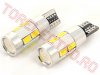 Soclu T10 > Bec Auto 12V cu LED COBx10 Alb Canbus T10 CAN121/GB - set 2 bucati