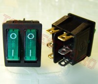 Comutator Rocker 28x22 Monopolar 2 Sectiuni 2 Pozitii 6 pini cu Neon Verde DVV70783