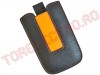 Carcase si Huse Protectoare > Husa din Piele Eco pentru Nokia N97 XL HUS0090 - Negru cu Portocaliu