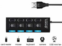 Hub USB 4 Porturi cu intrerupatoare HUB4SW