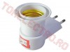 Dulie Plastic E27 cu Stecker 90* si Intrerupator pentru Lampa de Veghe DL1938