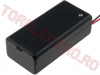 Suport   Baterie sau Acumulator 9V tip 6F22 6LR61 cu Fire SBH9VA