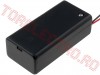 Suport   Baterie sau Acumulator 9V tip 6F22 6LR61 cu Fire SBH9VA