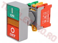 Buton Comanda Panou 2 Contacte Dublu NO+NC IP65 cu Soclu pentru Bec DPB22N21OC