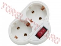 Distribuitor  priza Schuko la 2 Schuko cu impamantare si intrerupator  05684/GB