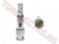Conector BNC Tata Metalic Aurit cu prindere pe Surub pentru Camere Supraveghere BNC0058