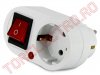 Distribuitor de priza Schuko la 1 Schuko cu impamantare si intrerupator STC010/GB