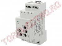 Releu Temporizator 8+2 Functii 2 Timpi independenti 0.1 secunde - 100 zile alimentat la 24Vca/Vcc pe sina DIN cu iesire Releu SPDT-16A-250Vac PCM1124ACC