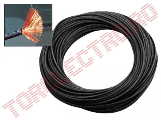 Narabar residue bridge Cablu Ultraflexibil 2.5mmp Cupru multifilar 650 x 0.07mm Manta  Termorezistenta 180*C din Silicon Negru CUFD2525BLK - Rola 25m