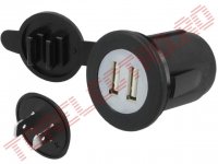 Priza USB Incastrabila 5Vx2 - 2.1A cu intrare 12V - 24V si prindere autoblocanta in panou A13204B