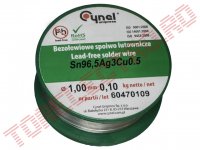 Aliaj lipire tip Fludor fara Plumb 1.0mm Rola 100gr Sn96.5 + Ag3 + Cu0.5 topire 217*C Flux No-Clean F-SW32 ECO10AG30CU05