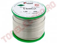 Aliaj lipire tip Fludor fara Plumb 1.0mm Rola 250gr Sn99.3 + Cu0.7 topire 227*C Flux No-Clean F-SW32 SN99C1.0-0.25