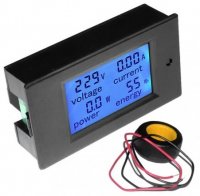 Volt - Ampermetru - Wattmetru - Contor de Panou pentru Curent Alternativ cu Afisor LCD Albastru  80-260Vca  0 - 100A AVP6206/TC PZEM-061