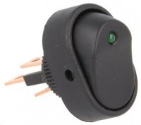Comutator Auto Rocker 12V 2 Pozitii 3 pini Negru cu LED VERDE 12V B09047GRE