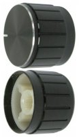 Buton pentru Potentiometru Rotativ cu Ax 6.0mm Striat METAL23BK 23x17mm - Negru