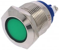 Bec Indicator Lampa Control Bord Auto D19  Verde cu LED 24Vcc Corp Metalic Antivandal IND1924GS contacte Suruburi