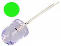 Led Verde 10mm Superluminos Alimentat la 12V 10mm Transparent 30* GRN10T-12V pentru Navomodel Barcuta Aeromodel Trenulet Electric