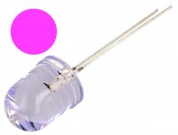 Led ROZ 10mm Superluminos Alimentat la 12V Transparent 30* PINK10T-12V