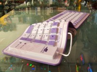 Tastatura USB Flexibila din Cauciuc Siliconic  Alb-Violet TS01202