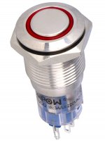 Buton cu Retinere D16 Antivandal V1621R12RED cu LED Rosu la 12V