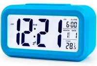 Ceas LCD Iluminare LED ALB cu Alarma Termometru Calendar alimentat cu Baterii AAA DOL2179BL Albastru