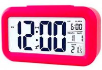 Ceas LCD Iluminare LED ALB cu Alarma Termometru Calendar alimentat cu Baterii AAA DOL2179RD Rosu