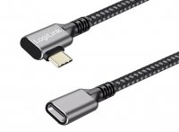 Cablu Charger + Date USB-C Tata - USB-C Mama  0.5m de Prelungire CBC100GY cu mufa la 90*