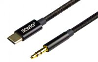 Cablu Audio USB-C la Mini Jack 1m cu Digital Analog Convertor CBJ01