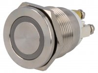 Buton fara retinere Antivandal D19 V1910PFE12REGR cu Dual LED Rosu-Verde la 12V pentru Spalatorie Auto si Ascensor