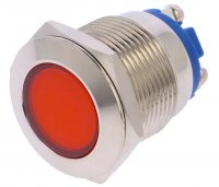 Bec Indicator Lampa Control Bord Auto D19  Rosu cu LED 24Vcc Corp Metalic Antivandal IND1924RS contacte Suruburi