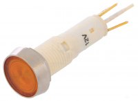 Bec Indicator Lampa Control Bord Auto D10 Galben  12Vcc cu LED si Papuci 6.3mm IND10P12YELW-P