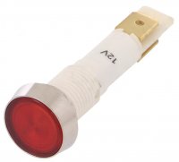 Bec Indicator Lampa Control Bord Auto D10 Rosu  12Vcc cu LED si Papuci 6.3mm IND10P12REDW-P