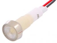 Bec Indicator Lampa Control Bord Auto D10 Alb  12Vcc cu LED si Fire 200mm IND10P12CWHW