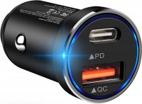 Alimentator  USBC USBA Quick Charge QC4.0 PD30W la Bricheta Auto 12V-24V LED Albastru QC550USBC