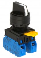 Buton Comanda Panou Rotativ 3 Pozitii 2 Contacte NO+NO (ON)-OFF-ON IP65 cu revenire din stanga YW1S31E20