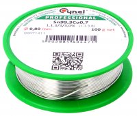 Aliaj lipire tip Fludor fara Plumb  0.80mm Rola 100gr Sn99.3 + Cu0.7 topire 227*C Flux No-Clean SW32 ECO08CU07