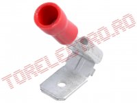 Papuc Auto Mama / Tata Izolat Partial ROSU Plat 6.3mm Cupru Stanat pentru fir 0.5-1.5mmp M68ZR - set  10 bucati