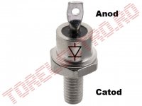 Dioda de Putere   25A 1600V cu Catod la Surub M5 D25R1600-KS