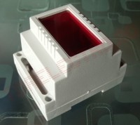 Cutie Sina DIN  4 Module BOX224ET - 70x89x65mm cu Ecran Rosu Transparent pentru Montaje Electronice de Masurare Panou Comanda si Control Automatizare