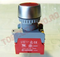 Buton Comanda Panou 2 Contacte NO+NC cu Soclu pentru Bec TM4RED Rosu