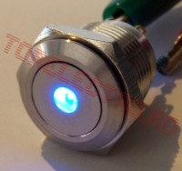 Buton fara Retinere Antivandal D16 V1610D12B cu LED Albastru la 12V