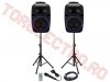 Boxe Amplificate > Kit Sonorizare PKG12ASET/EP  cu Microfon, LED Dinamic, Slot USB/SD, Bluetooth, Radio, Telecomanda si Karaoke