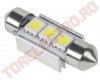 Bec Auto 12V cu 3 LED SMD5050 Alb Canbus BA0381