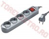 Prelungitor 4 Prize cablu  3 metri 3x1.5 mmp Argintiu cu Intrerupator PREL6825