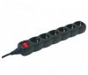 Prelungitor 6 Prize cablu  3 metri 3x1.0 mmp Negru cu Intrerupator 6-3-KBK NV6K-3/B/SAL